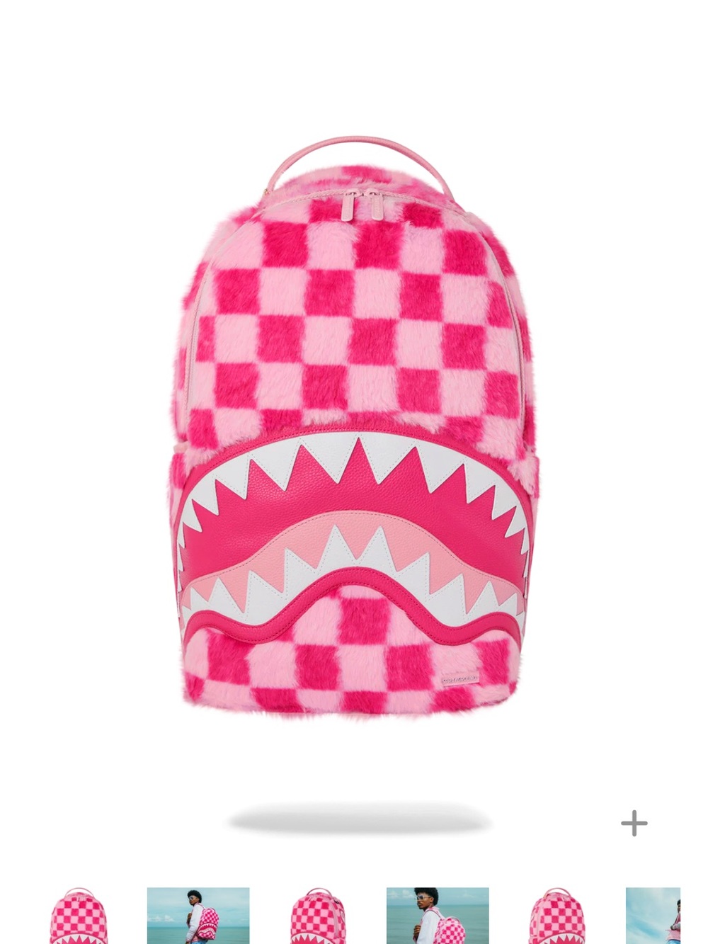 Sprayground Pink Checkered Shark Backpack (FIRM PRICE)